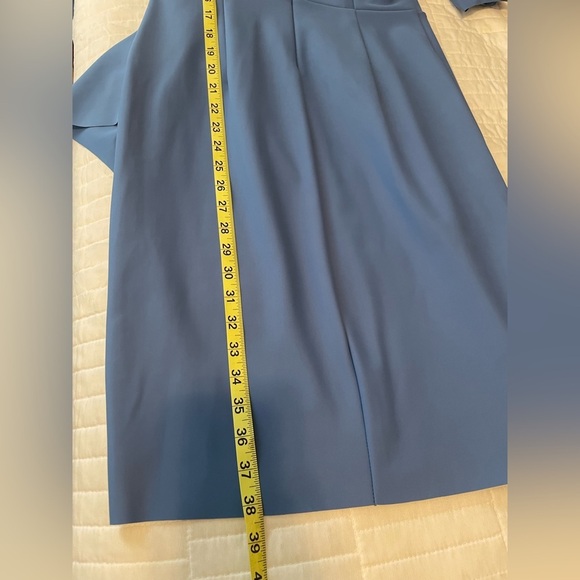 Alex Evenings V-Neck 3/4 Sleeve Compression Ruched Faux Wrap Sheath Dress Blue - Picture 13 of 13